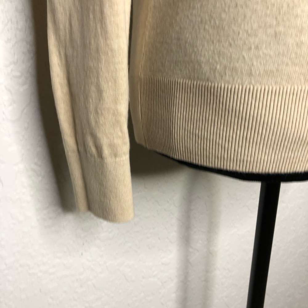 Quince oatmeal cream tan organic cotton cashmere lightweight sweater size Medium - Picture 4 of 14